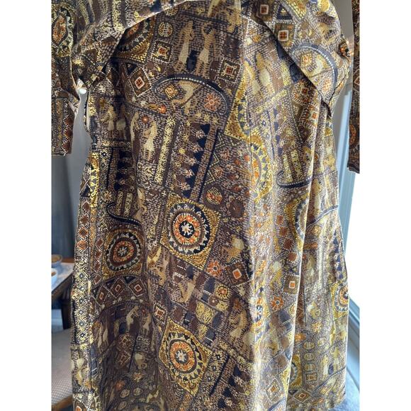 Vintage 1970s Women’s Egyptian Hieroglyph Retro Blouse & Skirt Set Sz 14 S/M - Picture 8 of 13